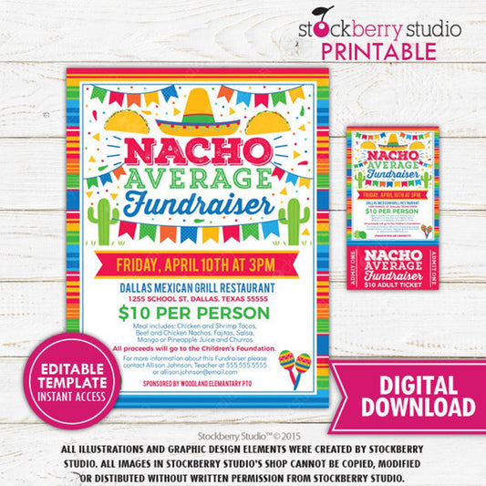 Fiesta Fundraiser Flyer Ticket