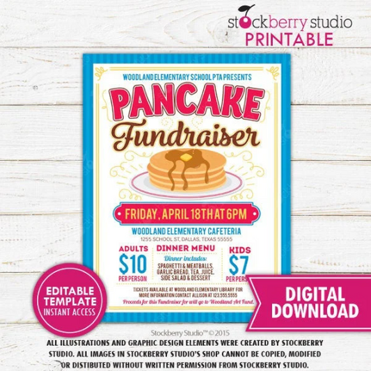Pancake Breakfast Fundraiser Flyer