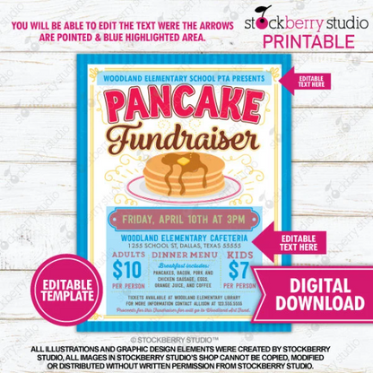 Pancake Breakfast Fundraiser Flyer