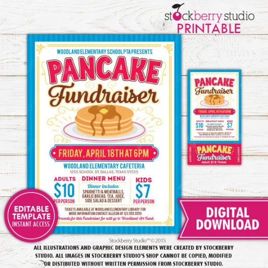 Pancake Breakfast Fundraiser Flyer Ticket