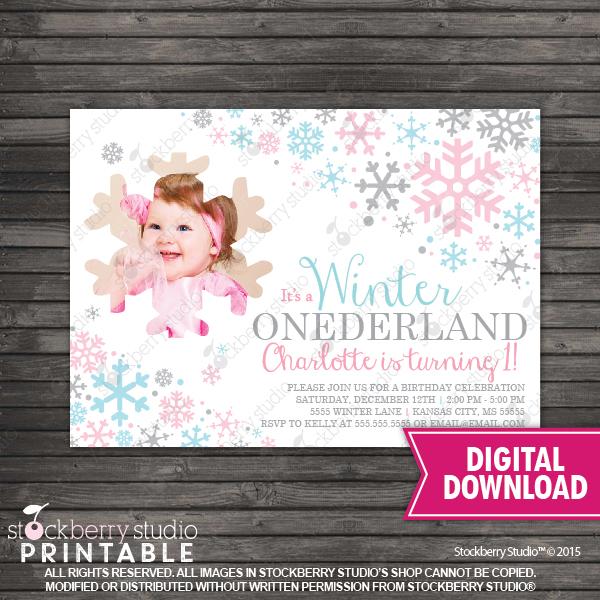 Winter Onederland Birthday Invitation - Stockberry Studio