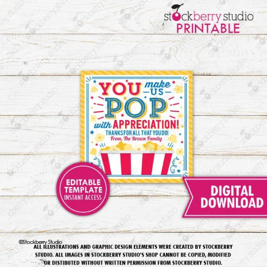 Popcorn Thank You Tag