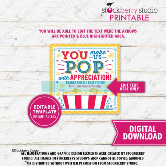 Popcorn Thank You Tag