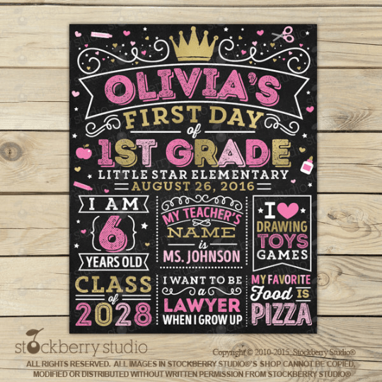 Ballet First Day of School Sign Printable Personalized - Stockberry Studio