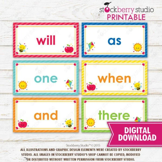 Sight Words Flashcards Kindergarten Homeschool Printable