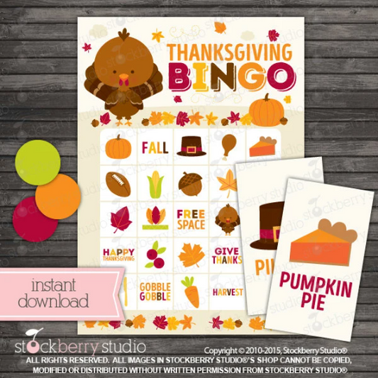 Thanksgiving Bingo Card Game - Printable