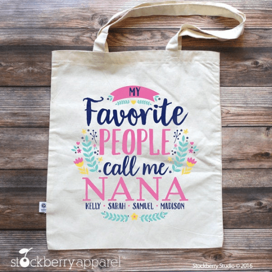 Grandma Tote Bag - My Favorite People Call Me Grandma with Grandkids Names - Stockberry Studio