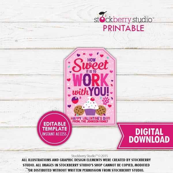 Valentine's Day Coworker Gift Tag Editable Template - Stockberry Studio
