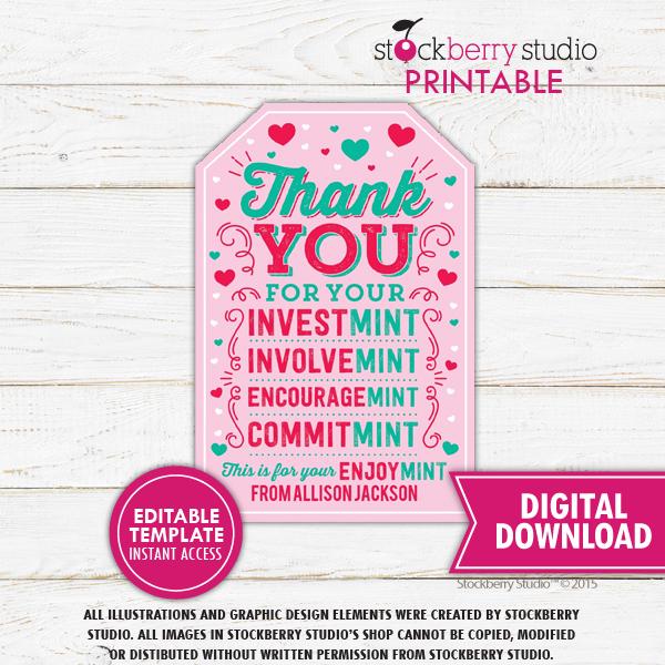 Valentine Mint Tag Template - Stockberry Studio