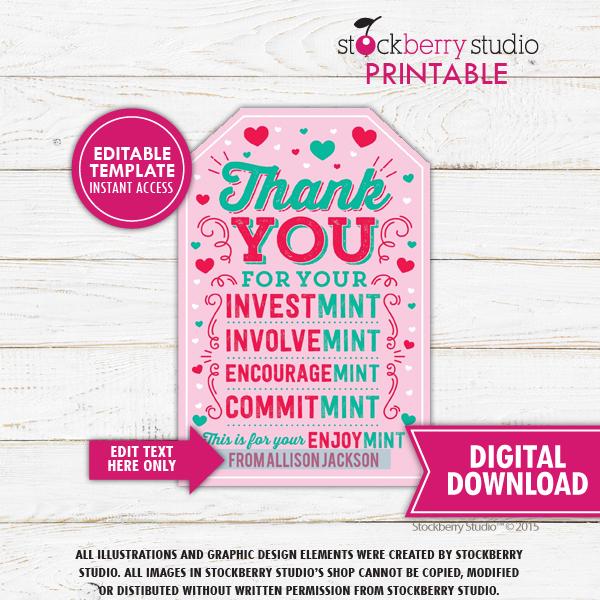 Valentine Mint Tag Template - Stockberry Studio