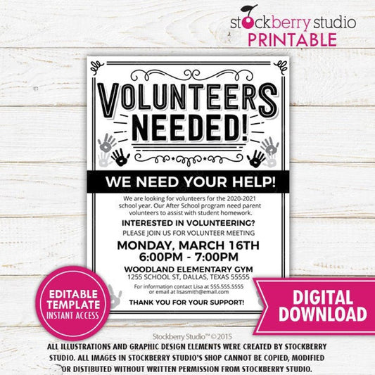 Volunteer Needed School Recruitment Fundraiser Flyer