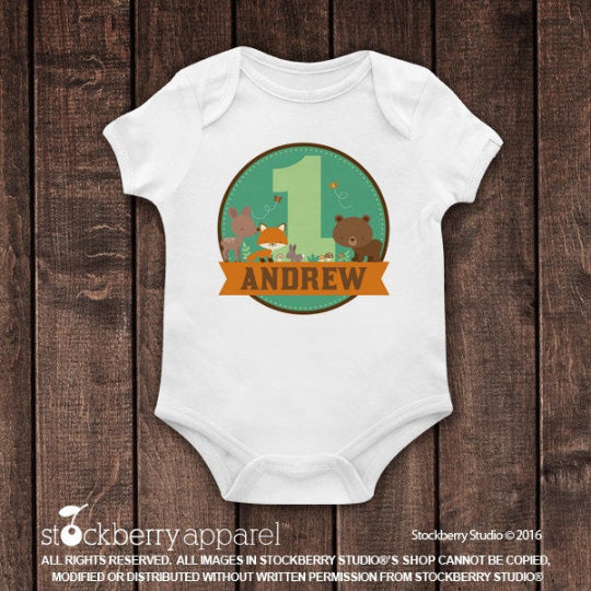 Woodland Animals Birthday Shirt