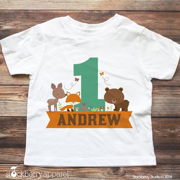 Woodland Animals Birthday Shirt